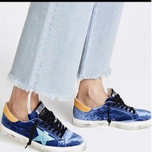 Golden Goose May Blue Velvet Star Low Top Sneakers 37 in Box